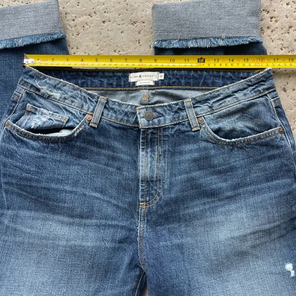 MM Vintage Distressed Boyfriend Jeans Women's 30 Raw Cropped CuffedPatched Denim - Picture 6 of 11